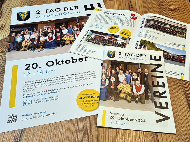 Plakat und Programmheft für den 2. Tag der Vereine in der Wildschönau